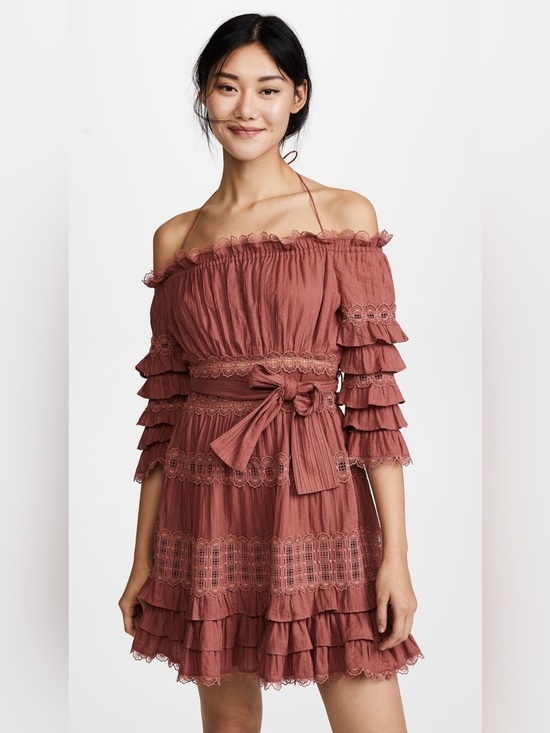 Anthropologie Dresses & Skirts - eyelet ruffle Corsair Frill Tier Dress Vintage Rose rust long sleeve
